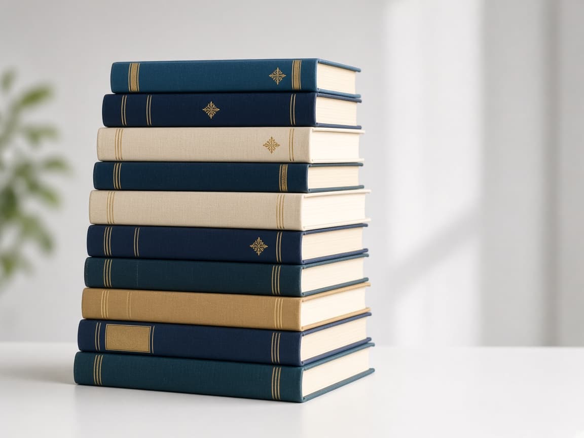 Stack of academic books