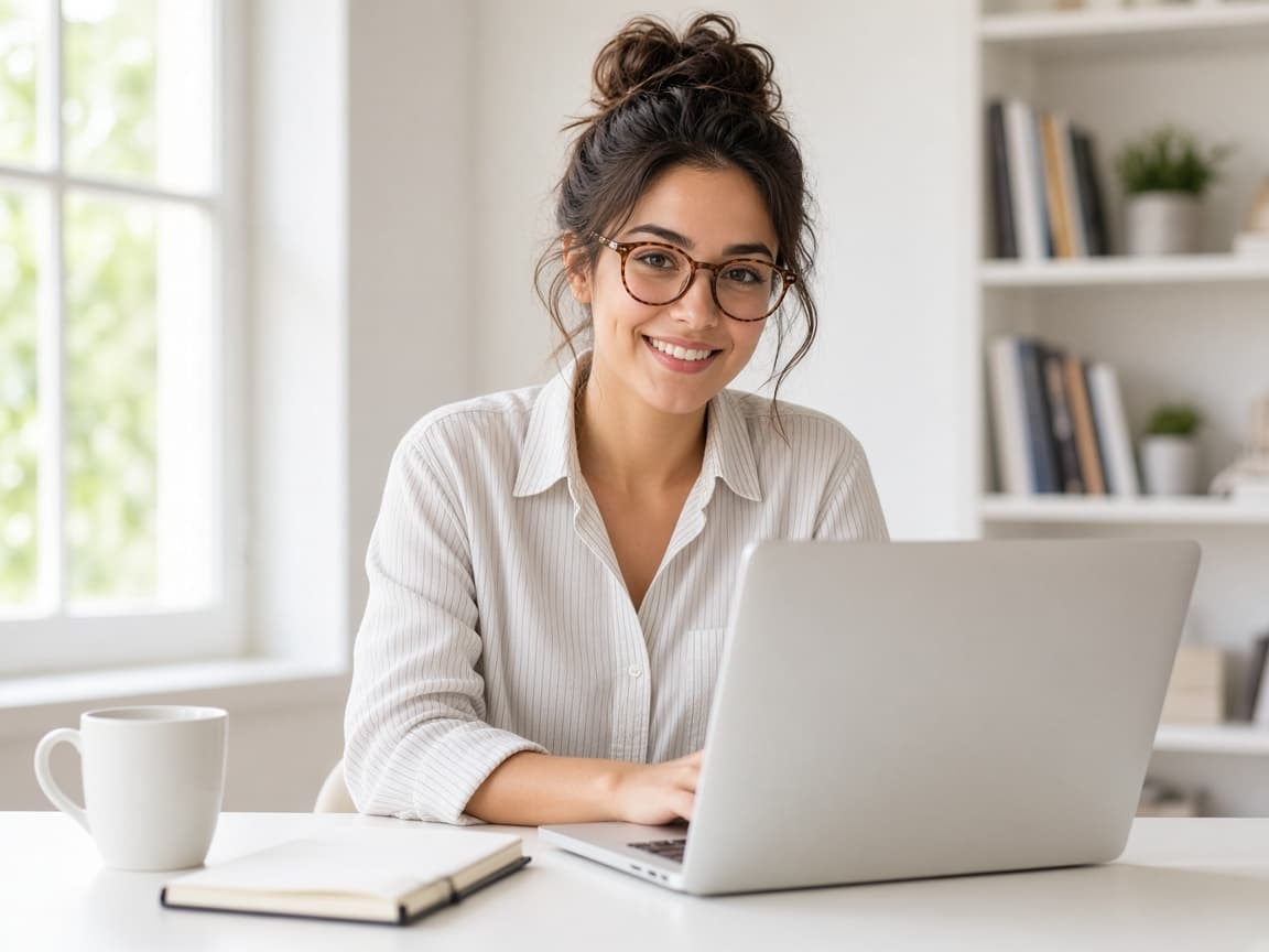 Student working on research at a laptop