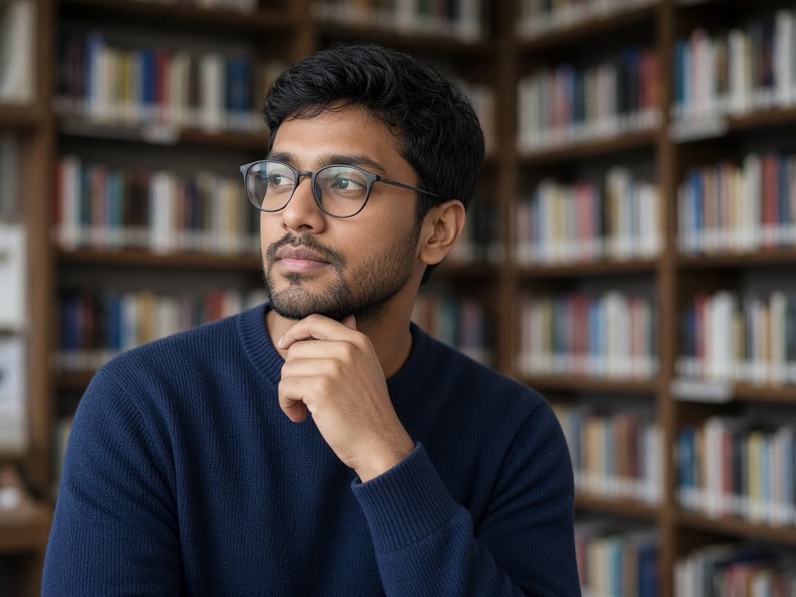 Researcher thinking through a problem